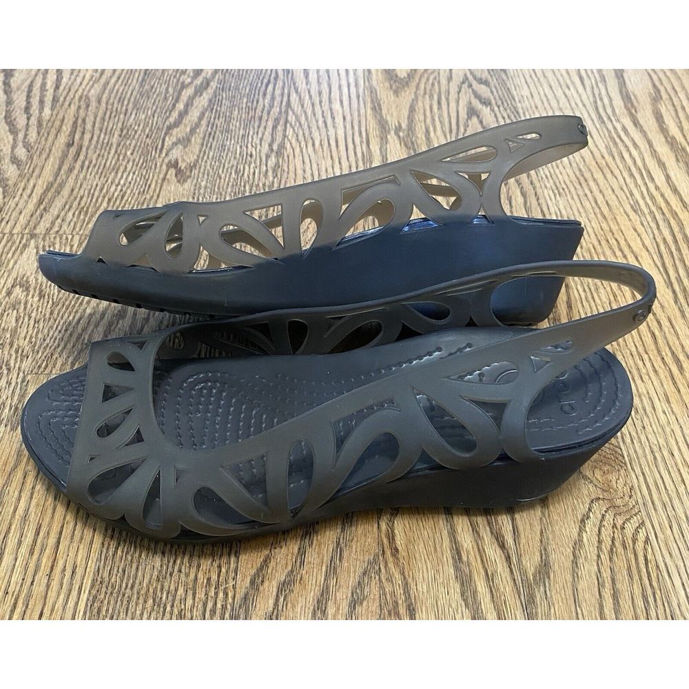 Women's Black Cutout Slingback Flats - Crocs Style - Picture 2 of 5